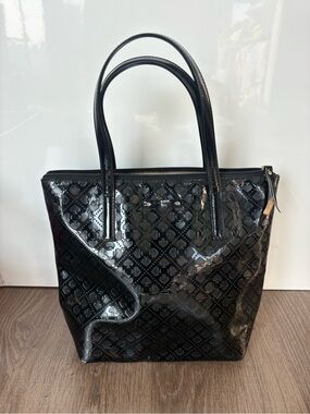 Kate Spade Black Patent Tote Bag - Glossy -Patterned Women's Handbag purse bag